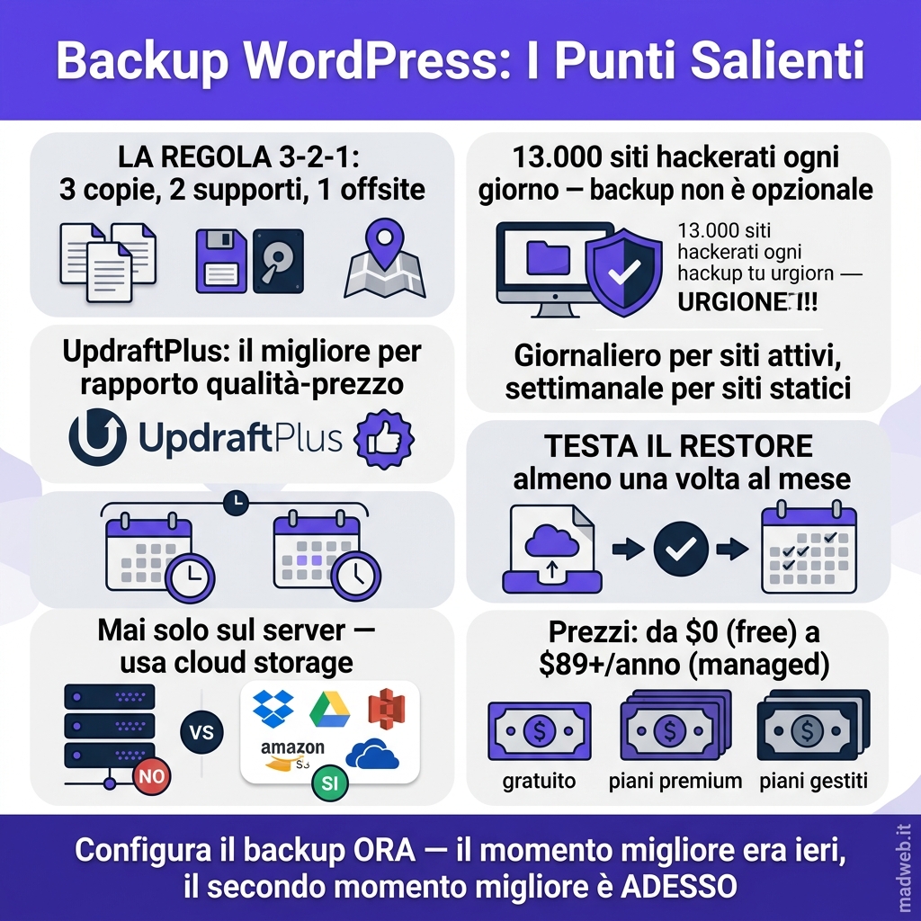 Riassunto punti salienti backup WordPress