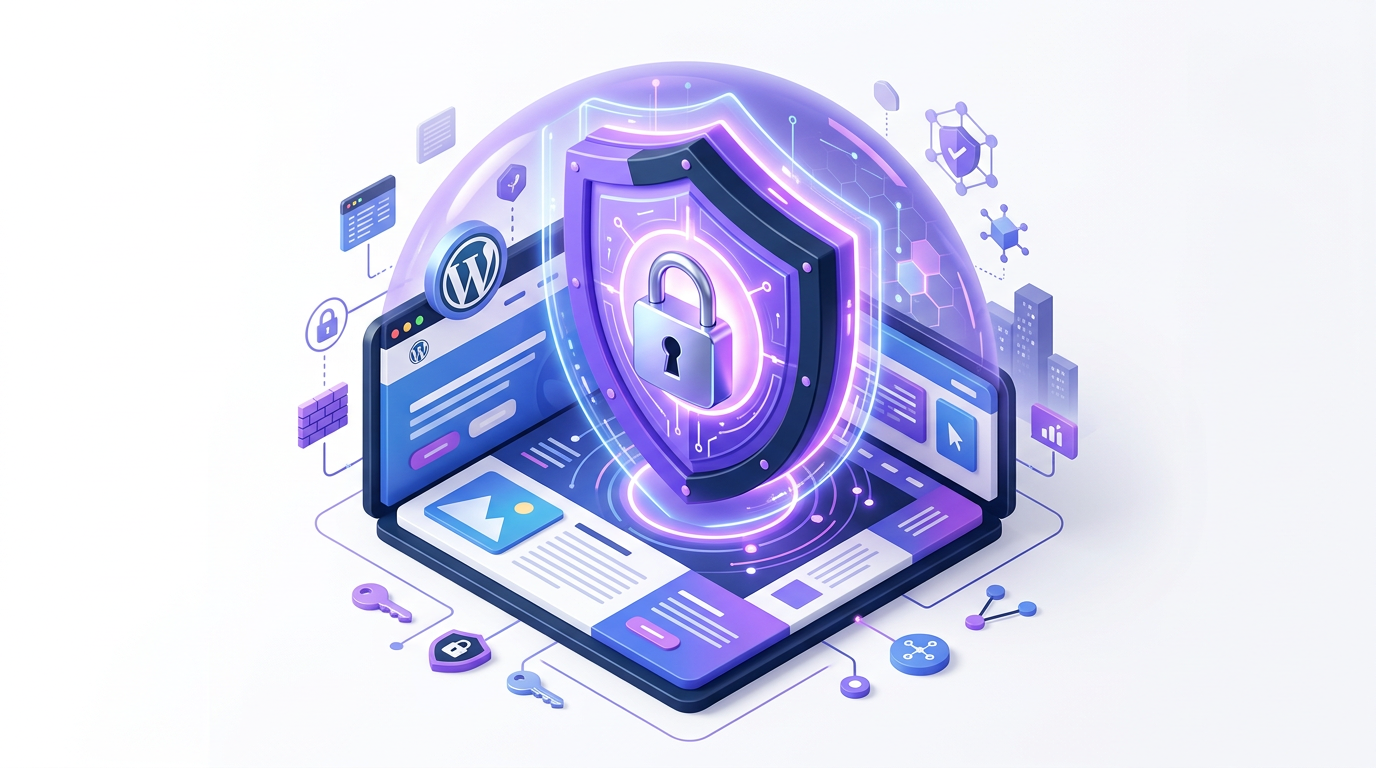 Scudo digitale che protegge un sito WordPress - Sicurezza WordPress