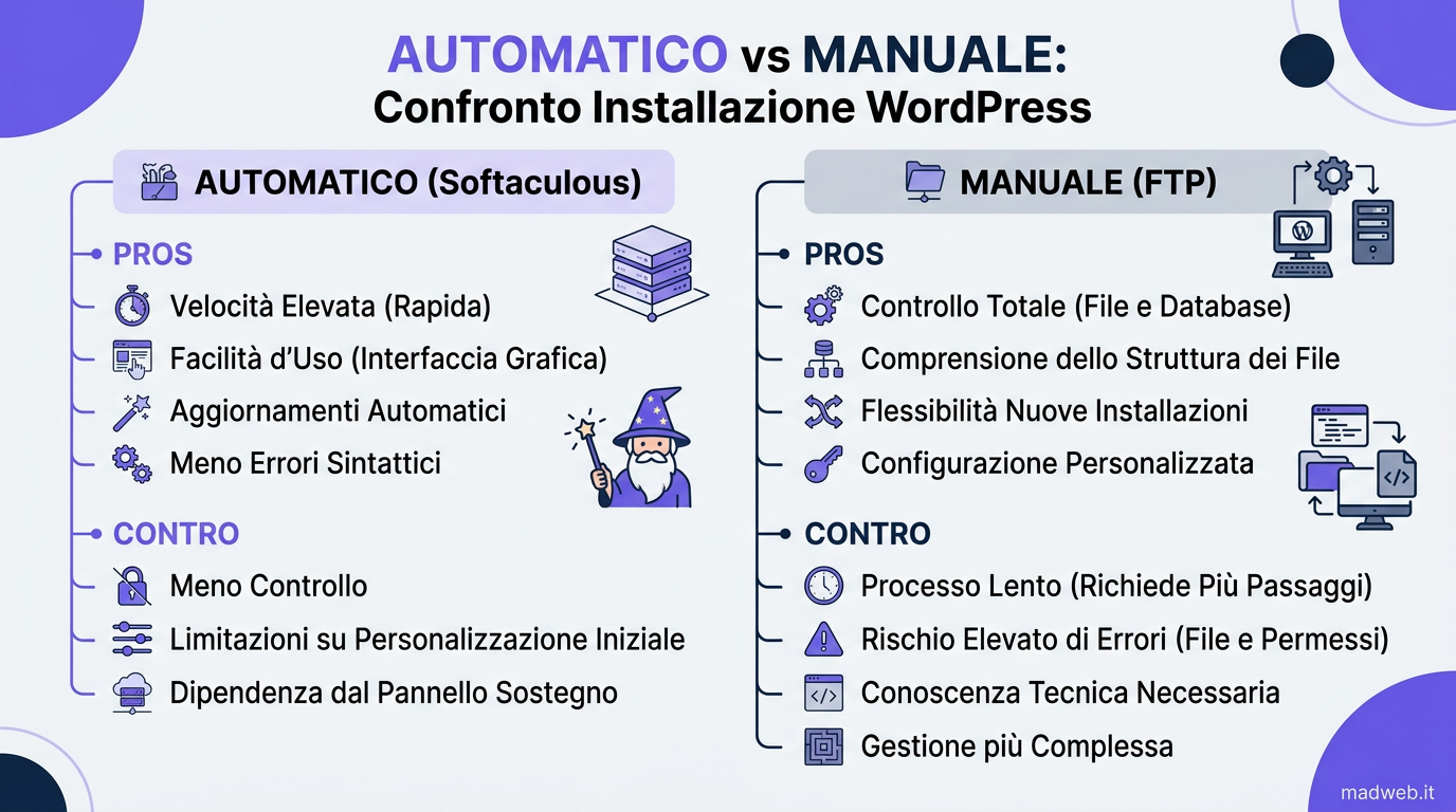 Installazione Automatica vs Manuale WordPress