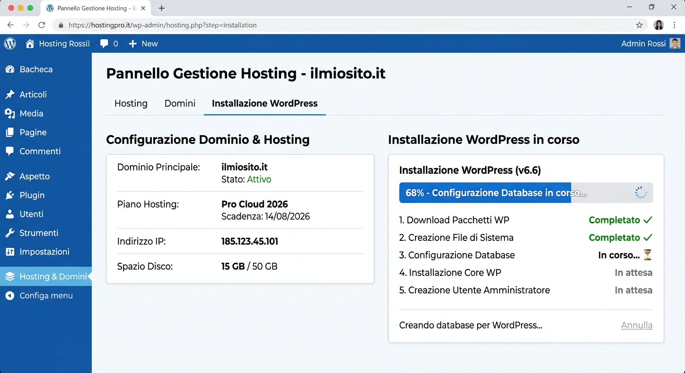 Creare sito web da zero - Setup hosting WordPress