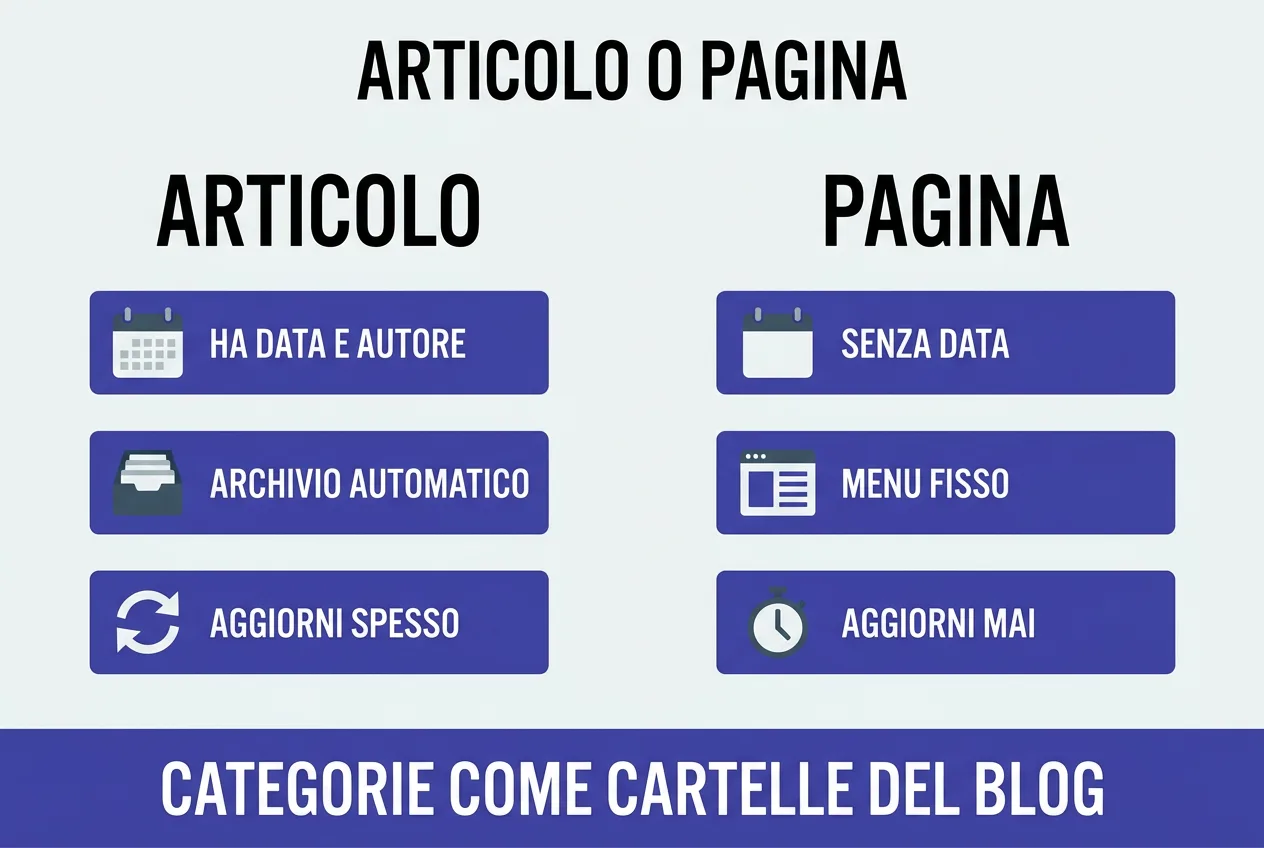 Infografica: la differenza tra articoli e pagine in WordPress