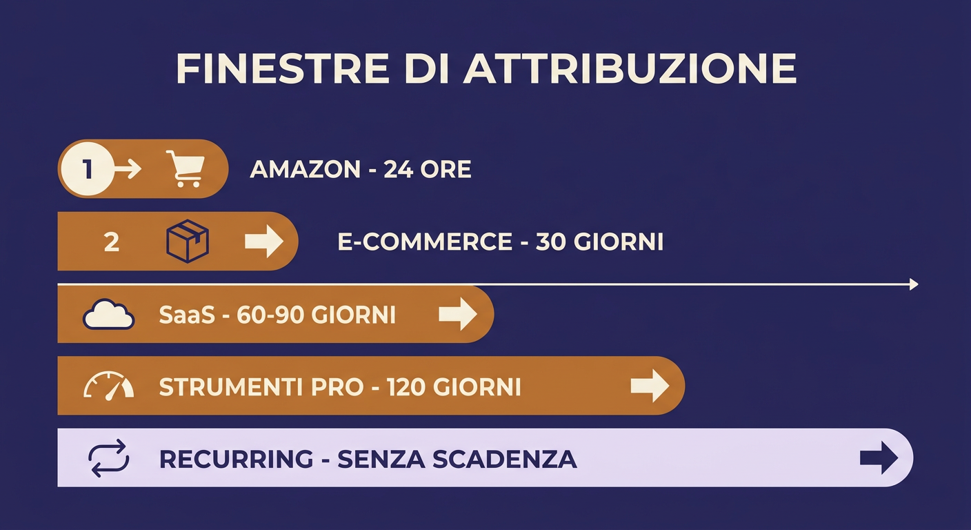 Infografica: le finestre di attribuzione a confronto, dalle 24 ore fino a senza scadenza