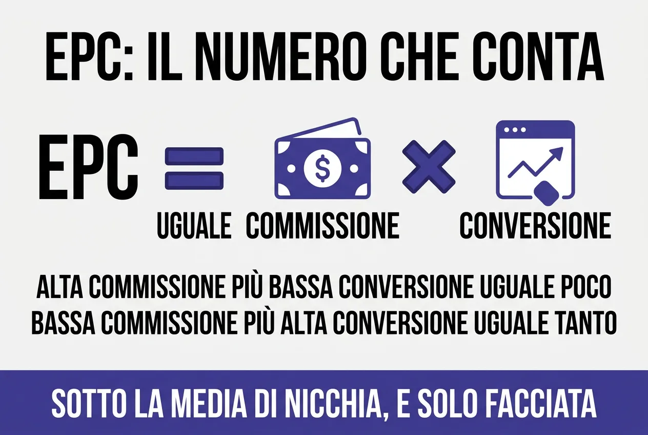 Infografica: la metrica EPC spiegata con formula ed esempio di calcolo