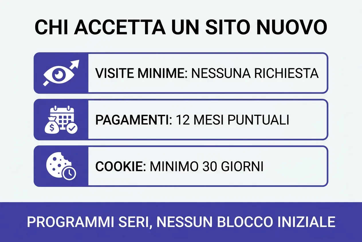 Infografica: quali programmi di affiliazione accettano subito un sito nuovo