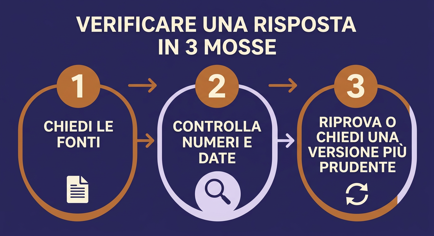 Infografica: come verificare una risposta di ChatGPT in tre mosse