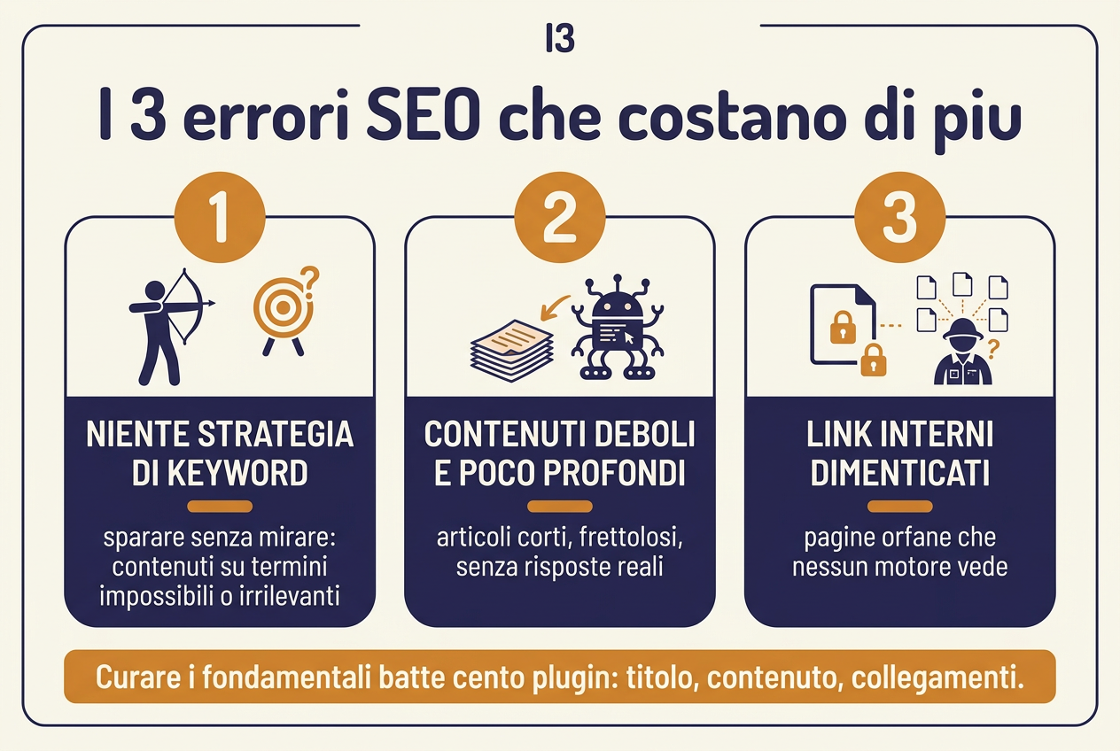Fattori ranking Google 2026 e frequenza errori SEO on-page più comuni nei siti WordPress