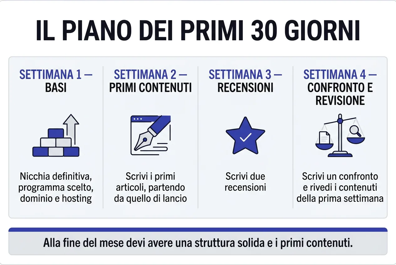 Infografica del piano dei primi 30 giorni