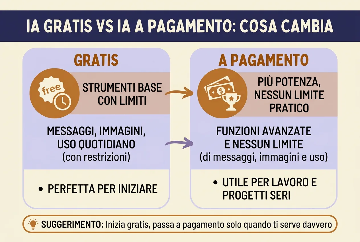 Strumenti di IA gratis o a pagamento: quando conviene pagare e quando il piano gratuito basta