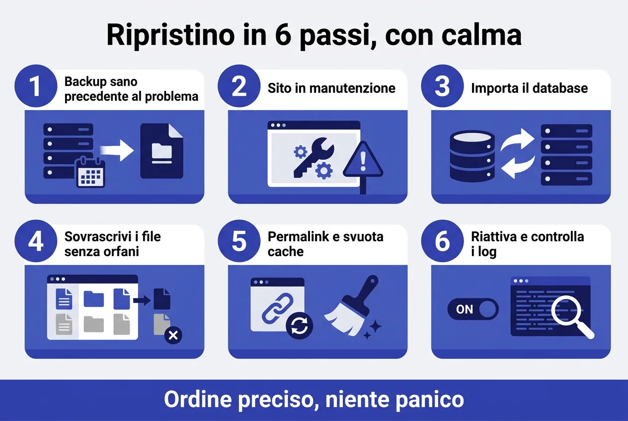 Il ripristino di un backup in 6 passi, dalla scelta della copia ai controlli finali