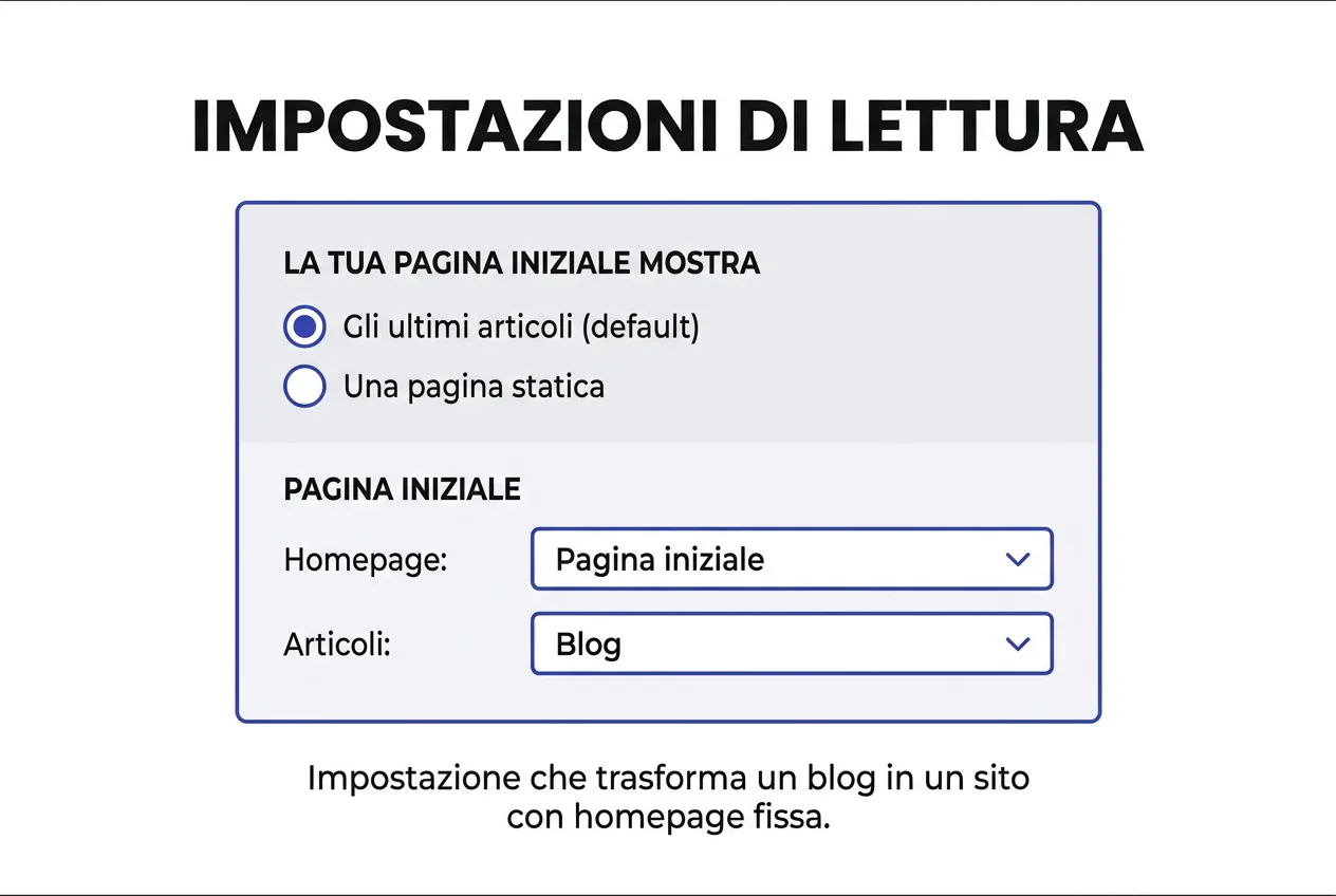 Impostazioni di lettura di WordPress: la sezione che imposta una homepage statica